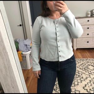 Baby blue button up cardigan